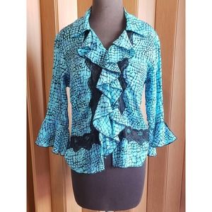 Jaipur size medium 3/4 sleeve blue & black blouse